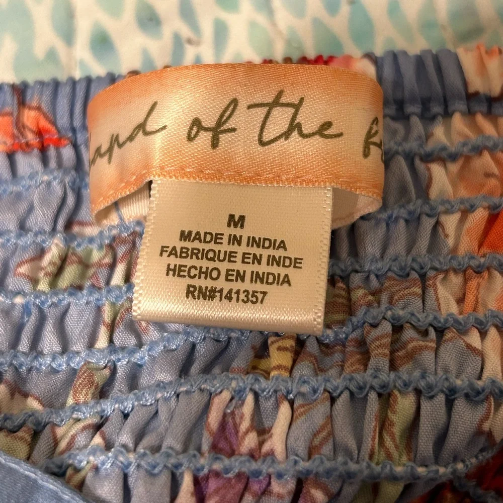 Land of the Free Blue Floral Bustier Dress‎ Spaghetti Strap Fit & Flare Size M